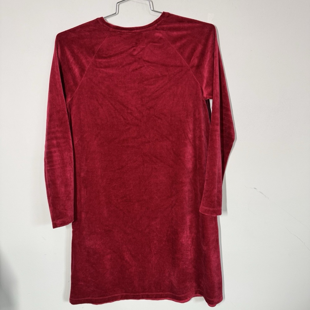 J Jill Purejill Women's Long Sleeve Red Velvet A Line Dress With Pockets Size MT - Picture 3 of 10